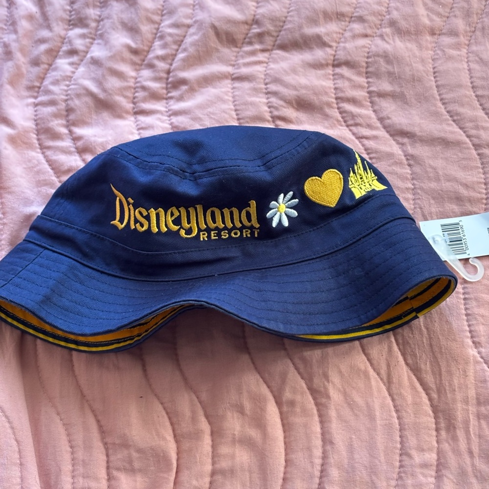 Disneyland Resort Navy Bucket Hat with Yellow Embroidery